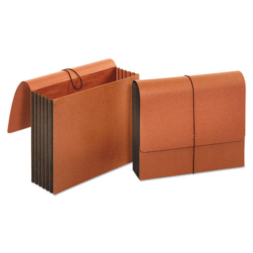 Extra Wide Expanding Wallets, 5.25" Expansion, 1 Section, Elastic Cord Closure, Letter Size, Redrope-(UNV13090)