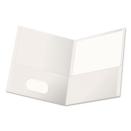 Two-Pocket Portfolio, Embossed Leather Grain Paper, 11 x 8.5, White, 25/Box-(UNV56604)