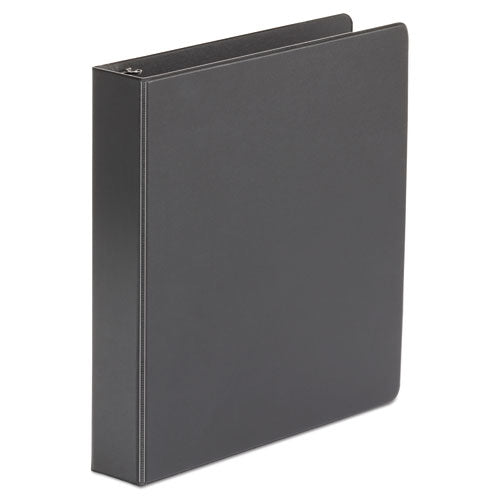 Economy Non-View Round Ring Binder, 3 Rings, 1.5" Capacity, 11 x 8.5, Black, 4/Pack-(UNV33401PK)