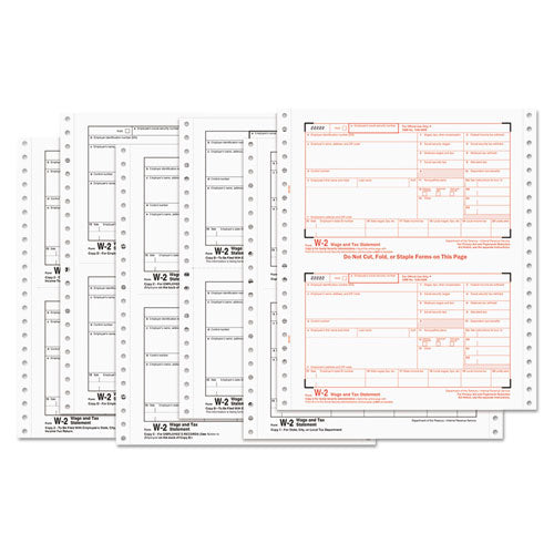 W-2 Tax Form, Fiscal Year: 2022, Six-Part Carbonless, 8.5 x 5.5, 2 Forms/Sheet, 600 Forms Total-(TOPB2206C)
