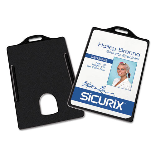 Sicurix Badge/Card Holder, 4 x 2 9/10, Black, 25/Pack-(BAU68320)