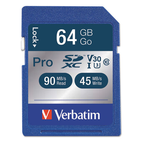 64GB Pro 600X SDXC Memory Card, UHS-I V30 U3 Class 10-(VER98670)