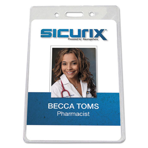 SICURIX Badge Holder, Vertical, 2.75 x 4.13, Clear, 12/Pack-(BAU67820)