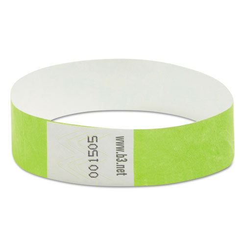 Security Wristbands, Sequentially Numbered, 10" x 0.75", Green, 100/Pack-(BAU85060)