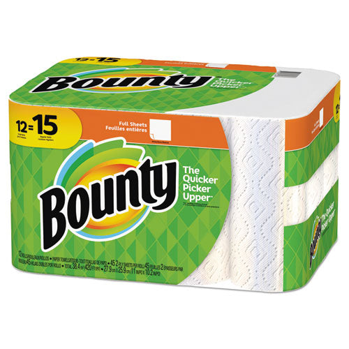 Kitchen Roll Paper Towels, 2-Ply, White, 45 Sheets/Roll, 12 Rolls/Carton-(PGC74697)