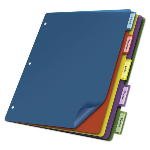 Poly Index Dividers, 5-Tab, 11 x 8.5, Assorted, 4 Sets-(CRD84018)