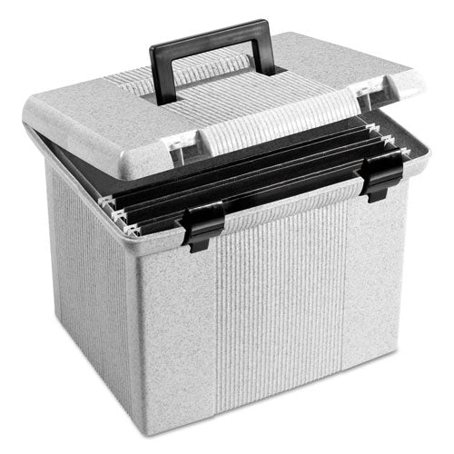 Portable File Boxes, Letter Files, 13.88" x 14" x 11.13", Granite-(PFX41747)