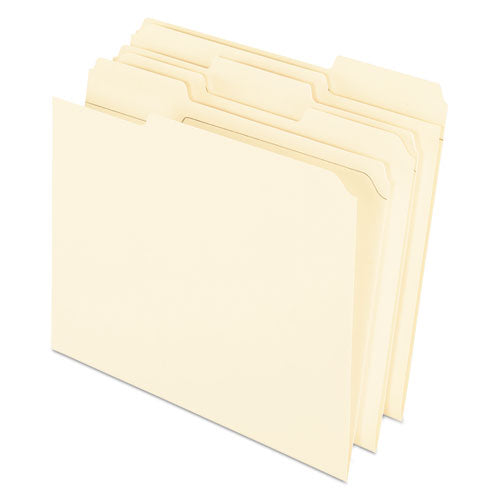 Reinforced Top File Folders, 1/3-Cut Tabs: Assorted Positions, Letter Size, Manila, 100/Box-(PFXR75213)