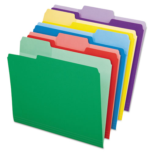 File Folders with Erasable Tabs, 1/3-Cut Tabs: Assorted, Letter Size, Assorted Colors, 30/Pack-(PFX84370)