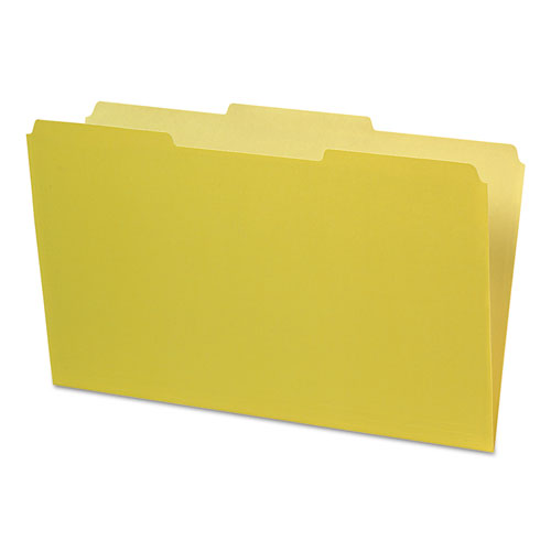 Interior File Folders, 1/3-Cut Tabs: Assorted, Legal Size, Yellow, 100/Box-(PFX435013YEL)