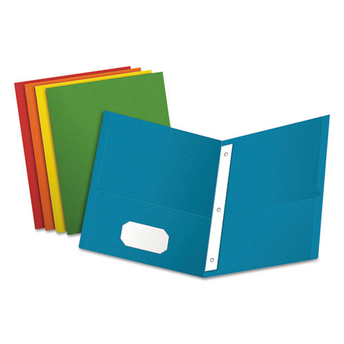 Twin-Pocket Folders with 3 Fasteners, 0.5" Capacity, 11 x 8.5, Assorted, 25/Box-(OXF57713)