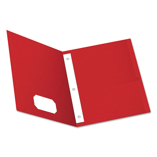 Twin-Pocket Folders with 3 Fasteners, 0.5" Capacity, 11 x 8.5, Red, 25/Box-(OXF57711)