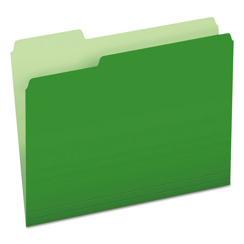 Colored File Folders, 1/3-Cut Tabs: Assorted, Letter Size, Green/Light Green, 100/Box-(PFX15213BGR)