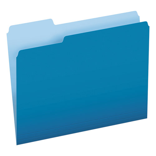 Colored File Folders, 1/3-Cut Tabs: Assorted, Letter Size, Blue/Light Blue, 100/Box-(PFX15213BLU)