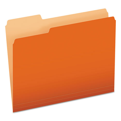 Colored File Folders, 1/3-Cut Tabs: Assorted, Letter Size, Orange/Light Orange, 100/Box-(PFX15213ORA)