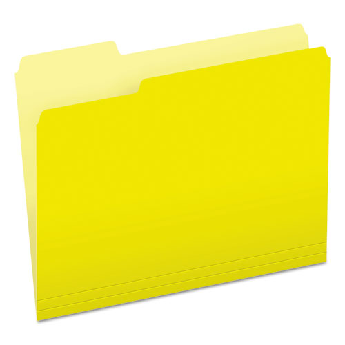 Colored File Folders, 1/3-Cut Tabs: Assorted, Letter Size, Yellow/Light Yellow, 100/Box-(PFX15213YEL)