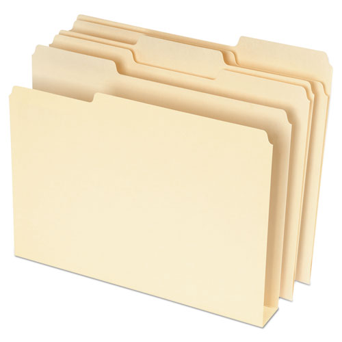 Double Stuff File Folders, 1/3-Cut Tabs: Assorted, Letter Size, Manila, 50/Pack-(PFX54459)