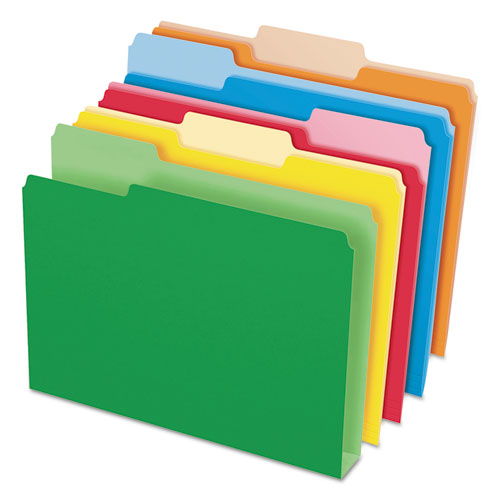 Double Stuff File Folders, 1/3-Cut Tabs: Assorted, Letter Size, Assorted Colors, 50/Pack-(PFX54460)