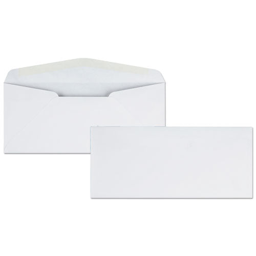 Business Envelope, #10, Commercial Flap, Diagonal Seam, Gummed Closure, 24 lb Bond Weight Paper, 4.13 x 9.5, White, 500/Box-(QUA11112)