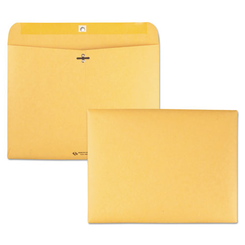 Redi-File Clasp Envelope, #90, Cheese Blade Flap, Clasp/Gummed Closure, 9 x 12, Brown Kraft, 100/Box-(QUA38090)