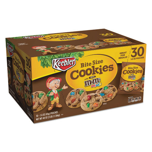 Mini Cookie Snack Packs, Chocolate Chip/MandMs, 1.6 oz Pouch, 30 Pouches/Carton-(KEB10332)