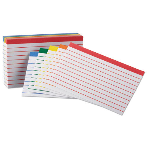 Color Coded Ruled Index Cards, 3 x 5, Assorted Colors, 100/Pack-(OXF04753)