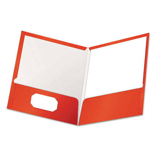 High Gloss Laminated Paperboard Folder, 100-Sheet Capacity, 11 x 8.5, Red, 25/Box-(OXF51711)