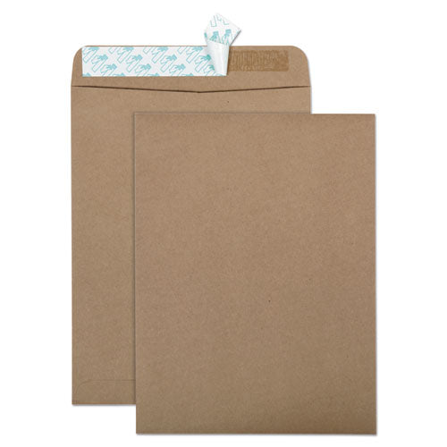 Recycled Brown Kraft Redi-Strip Envelope, #10 1/2, Cheese Blade Flap, Redi-Strip Closure, 9 x 12, Brown Kraft, 100/Box-(QUA44511)