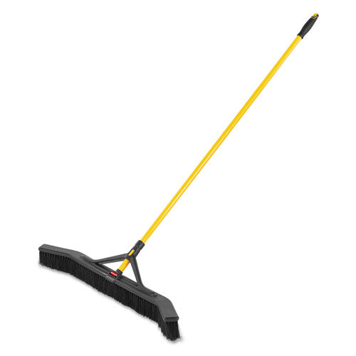 Maximizer Push-to-Center Broom, Poly Bristles, 36 x 58.13, Steel Handle, Yellow/Black-(RCP2018728)