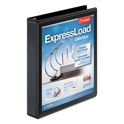 ExpressLoad ClearVue Locking D-Ring Binder, 3 Rings, 1.5" Capacity, 11 x 8.5, Black-(CRD49111)