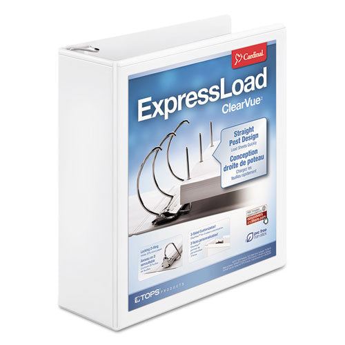 ExpressLoad ClearVue Locking D-Ring Binder, 3 Rings, 3" Capacity, 11 x 8.5, White-(CRD49130)