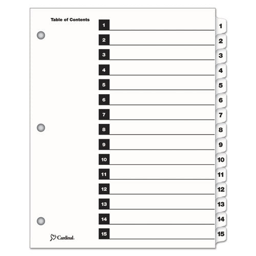 OneStep Printable Table of Contents and Dividers, 15-Tab, 1 to 15, 11 x 8.5, White, White Tabs, 1 Set-(CRD61513)