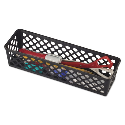 Recycled Supply Basket, Plastic, 10.13 x 3.06 x 2.38, Black, 3/Pack-(OIC26200)