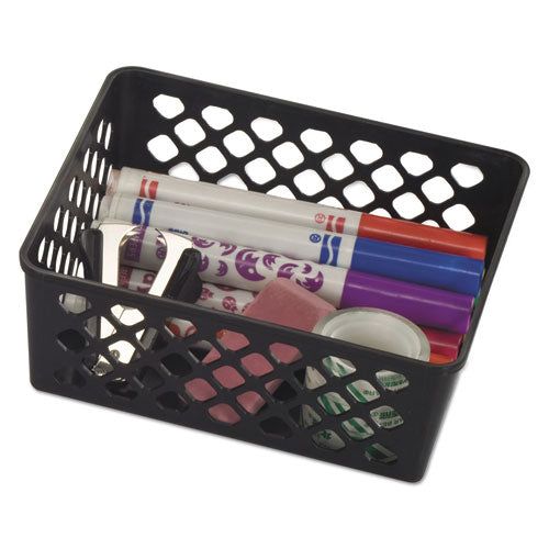 Recycled Supply Basket, Plastic, 6.13 x 5 x 2.38, Black, 3/Pack-(OIC26201)