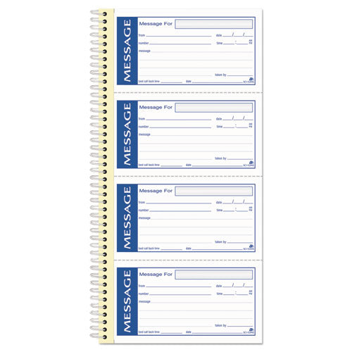 Write n Stick Phone Message Book, Two-Part Carbonless, 4.75 x 2.75, 4 Forms/Sheet, 200 Forms Total-(ABFSC1153WS)