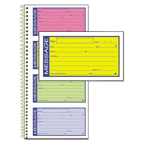 Wirebound Telephone Book with Multicolored Messages, Two-Part Carbonless, 4.75 x 2.75, 4 Forms/Sheet, 200 Forms Total-(ABFSC1153RB)