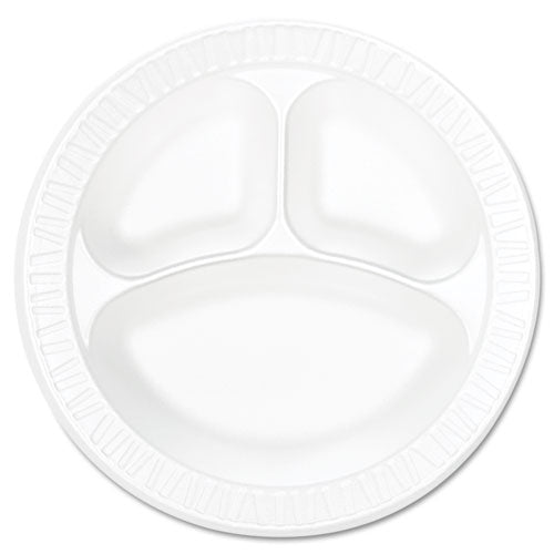Concorde Foam Plate, 3-Compartment, 10.25" dia, White, 125/Pack, 4 Packs/Carton-(DCC10CPWCR)