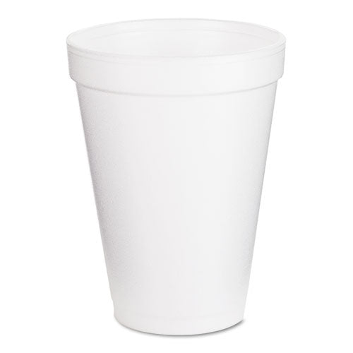 Foam Drink Cups, 12 oz, White, 25/Pack-(DCC12J12BG)