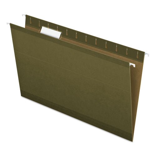 Reinforced Hanging File Folders with Printable Tab Inserts, Legal Size, 1/5-Cut Tabs, Standard Green, 25/Box-(PFX415315)