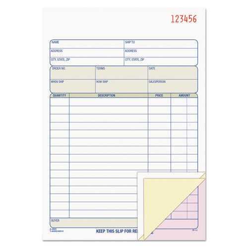 Sales Order Book, Three-Part Carbonless, 7.94 x 5.56, 50 Forms Total-(TOP46510)