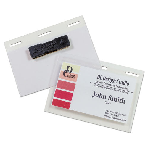 Self-Laminating Magnetic Style Name Badge Holder Kit, 2" x 3", Clear, 20/Box-(CLI92823)