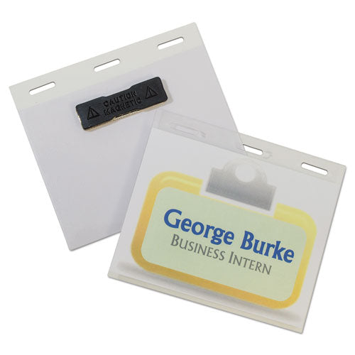 Self-Laminating Magnetic Style Name Badge Holder Kit, 3" x 4", Clear, 20/Box-(CLI92843)