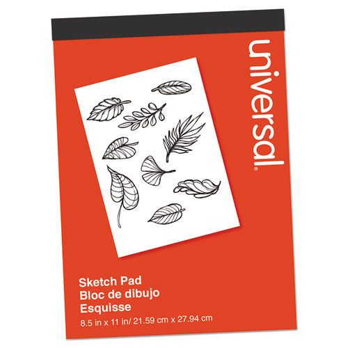 Sketch Pad, Unruled, Red Cover, 70 White 8.5 x 11 Sheets-(UNV66371)
