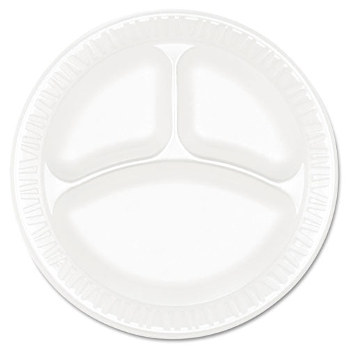 Concorde Foam Plate, 3-Compartment, 9" dia, White, 125/Pack, 4 Packs/Carton-(DCC9CPWCR)