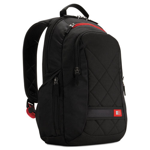 Diamond Backpack, Fits Devices Up to 14.1", Polyester, 6.3 x 13.4 x 17.3, Black-(CLG3201265)