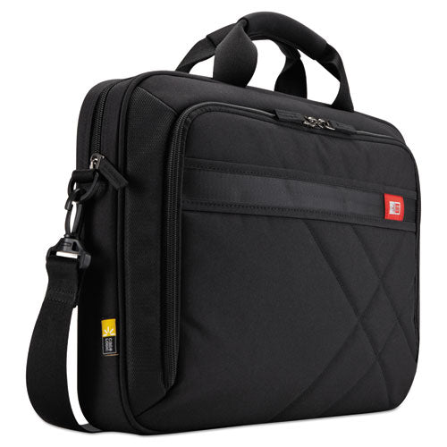 Diamond Briefcase, Fits Devices Up to 15.6", Polyester, 16.1 x 3.1 x 11.4, Black-(CLG3201433)