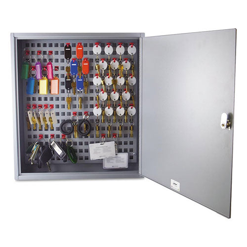 Steel Key Cabinet, 90-Keys, Steel, Gray, 3.5 x 16.5 x 18.38-(MMF2012F09001)