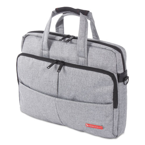 Sterling Slim Briefcase, Fits Devices Up to 15.6", Polyester, 3 x 3 x 11.75, Gray-(SWZEXB1068SMGRY)