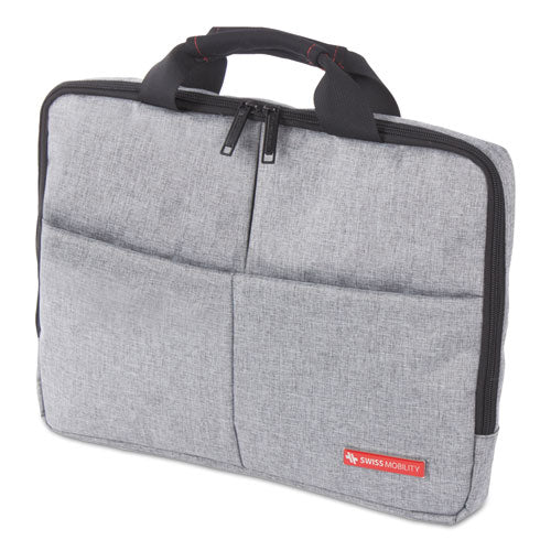 Sterling Slim Briefcase, Fits Devices Up to 14.1", Polyester, 1.75 x 1.75 x 10.25, Gray-(SWZEXB1071SMGRY)