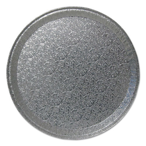 Aluminum Cater Trays, Flat Tray, 12" Diameter x 0.56"h, Silver, 50/Carton-(DPK12FT)